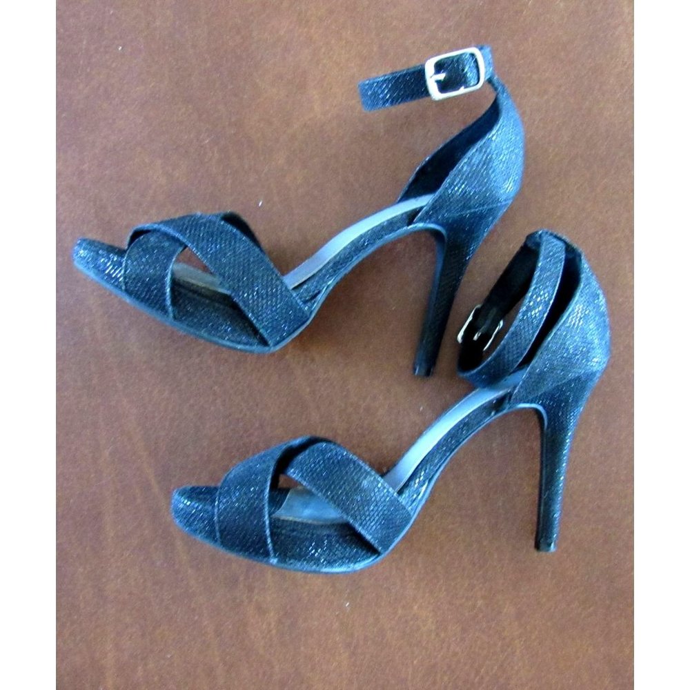 Fioni Black Glitter High Heel Stiletto Sandals Size Womens US 5.5 UK 3.5 EUR 36 - Picture 2 of 4